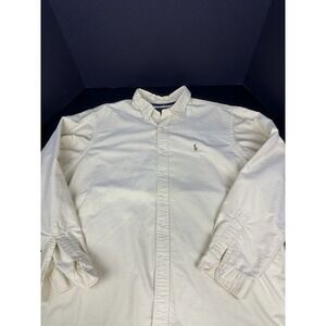Vintage‎ Ralph Lauren Shirt Men's 2XL Yellow Classic Fit Long Sleeve Flesh Pony